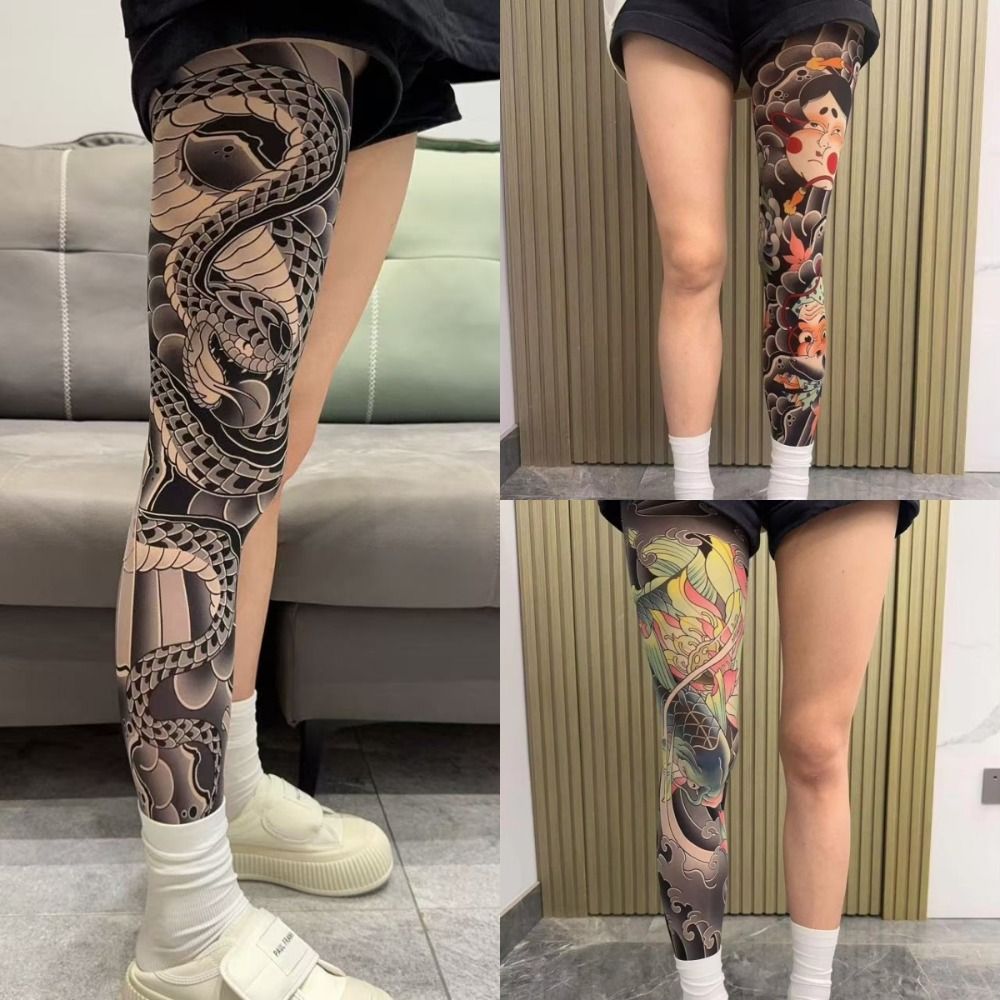 Fishing Socks - Эластичные колготки с принтом под татуировку