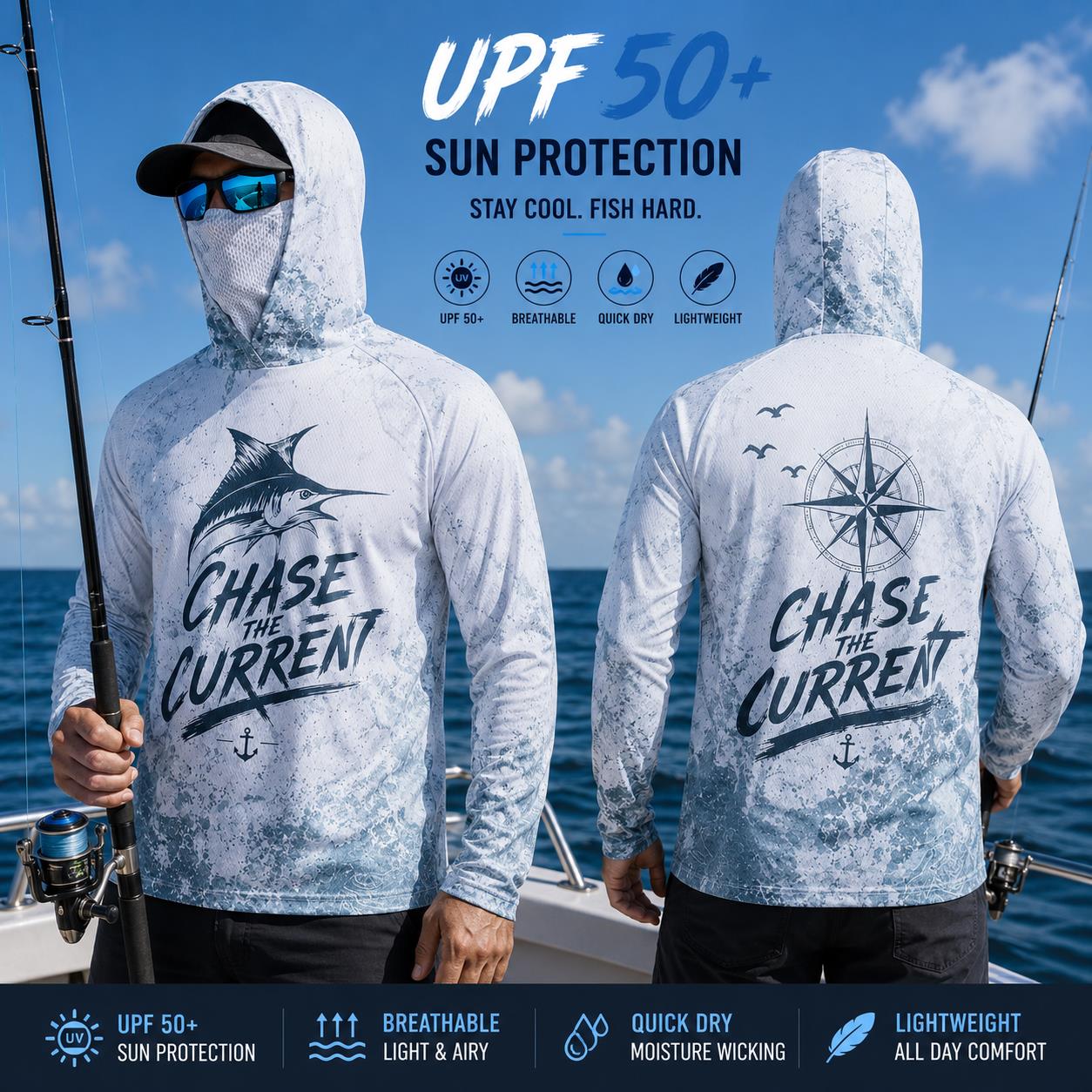 Fishing Hoodie - Мужская рыболовная толстовка с длинным рукавом,